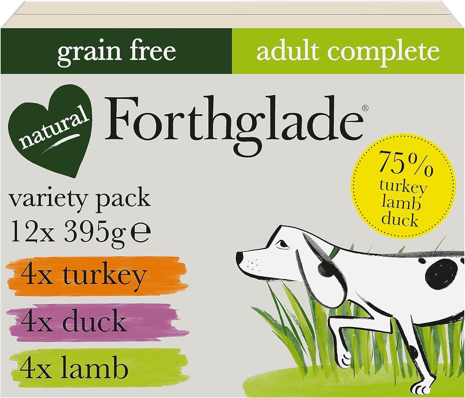 Forthglade Complete Wet Dog Food Variety Pack (12 x 395g Trays) - Turkey, Lamb & Duck
