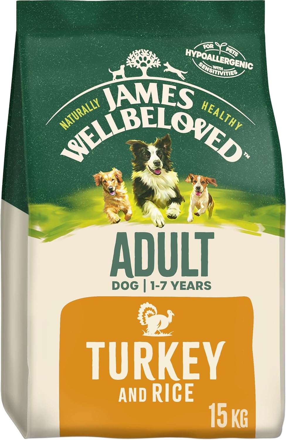 James Wellbeloved Adult Dry Dog Food, Turkey & Rice (15kg)